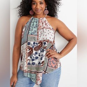 Floral Paisley Halter Neck Tank Top 3X